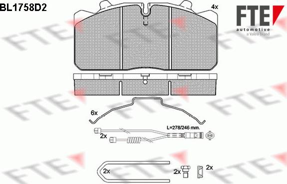 FTE BL1758D2 - Тормозные колодки, дисковые, комплект avtokuzovplus.com.ua