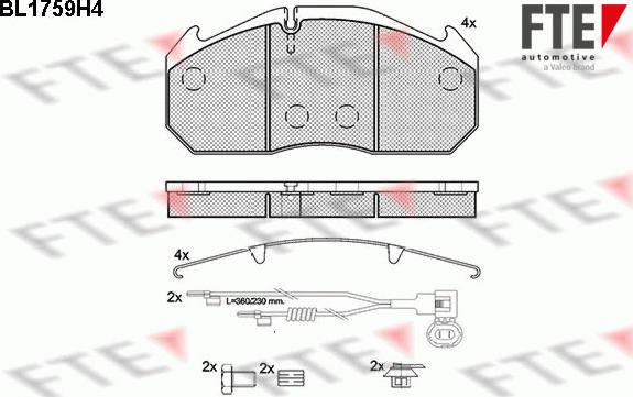 FTE BL1759H4 - Тормозные колодки, дисковые, комплект autodnr.net