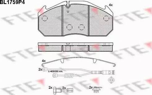 FTE BL1759P4 - Тормозные колодки, дисковые, комплект avtokuzovplus.com.ua