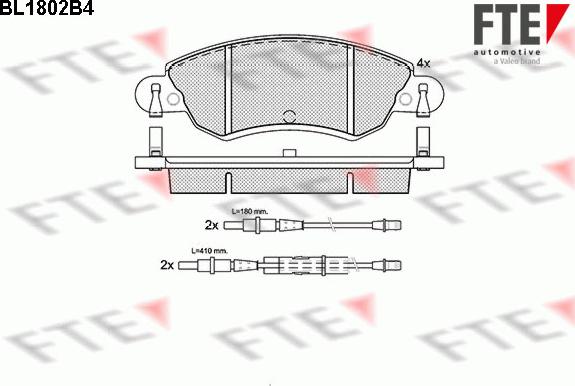 FTE BL1802B4 - Тормозные колодки, дисковые, комплект autodnr.net