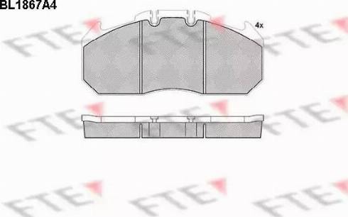 FTE BL1867A4 - Тормозные колодки, дисковые, комплект avtokuzovplus.com.ua