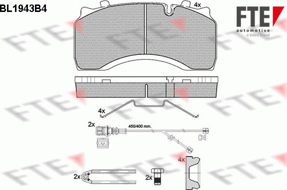 FTE BL1943B4 - Гальмівні колодки, дискові гальма autocars.com.ua