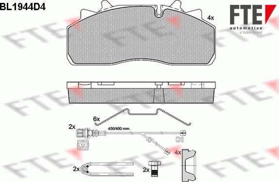 FTE BL1944D4 - Гальмівні колодки, дискові гальма autocars.com.ua