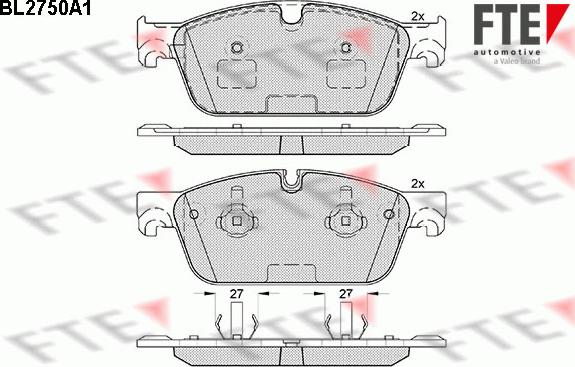 FTE BL2750A1 - Тормозные колодки, дисковые, комплект avtokuzovplus.com.ua