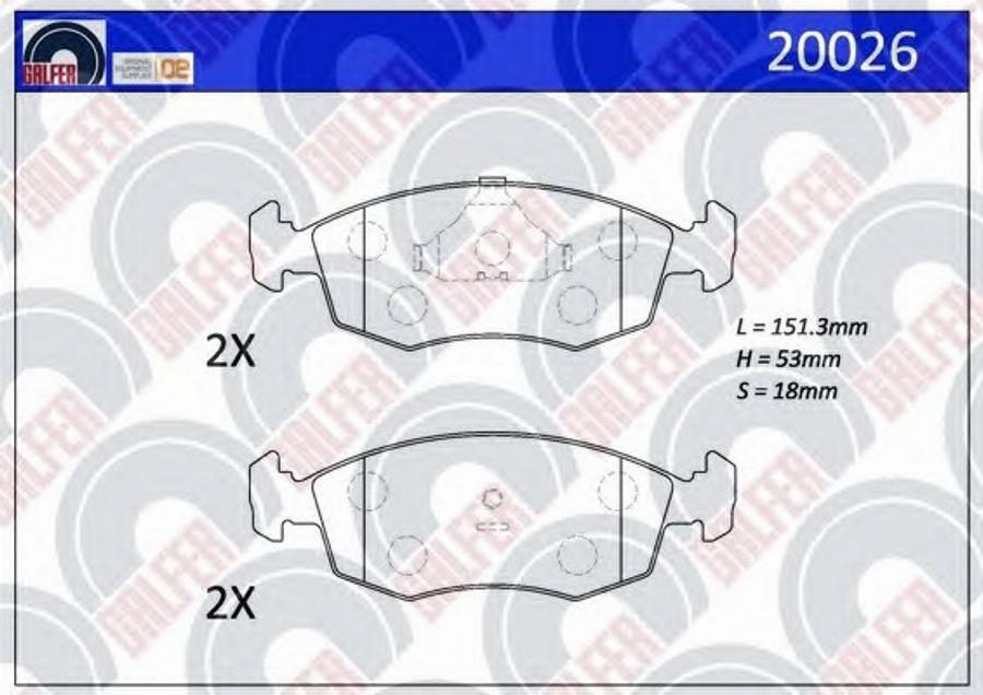 Galfer 20026 - Тормозные колодки, дисковые, комплект avtokuzovplus.com.ua