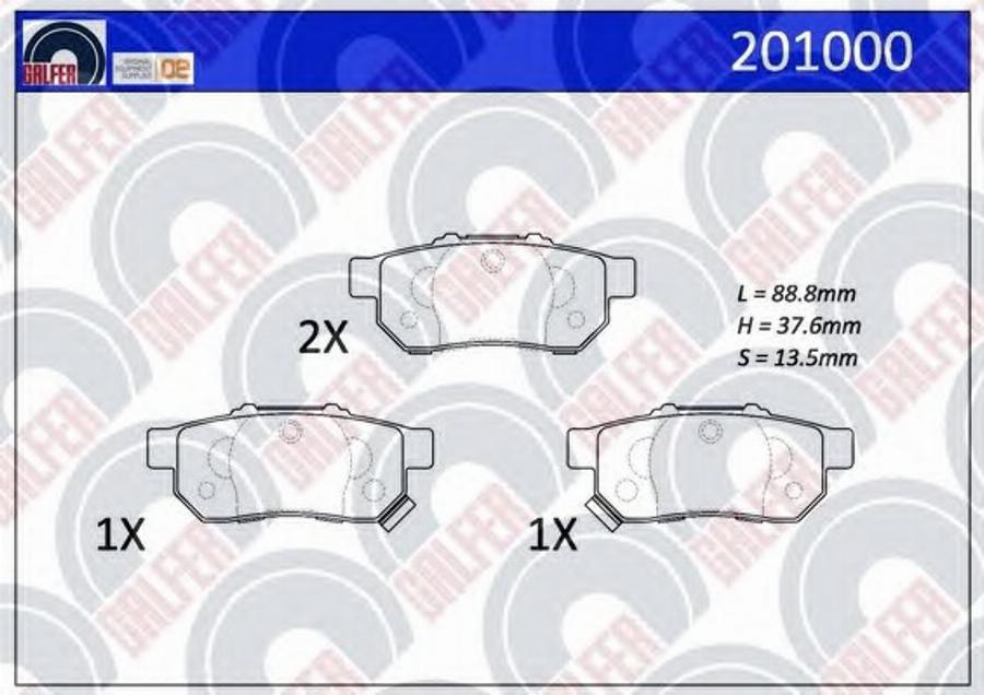 Galfer 201000 - Тормозные колодки, дисковые, комплект autodnr.net