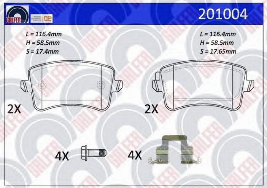 Galfer 201004 - Тормозные колодки, дисковые, комплект avtokuzovplus.com.ua