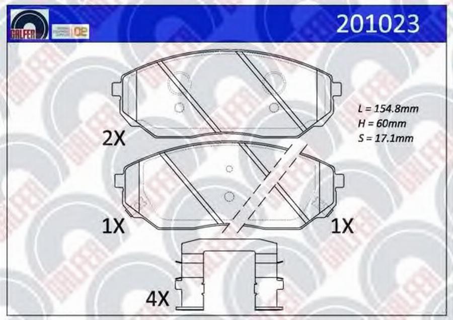 Galfer 201023 - Тормозные колодки, дисковые, комплект avtokuzovplus.com.ua