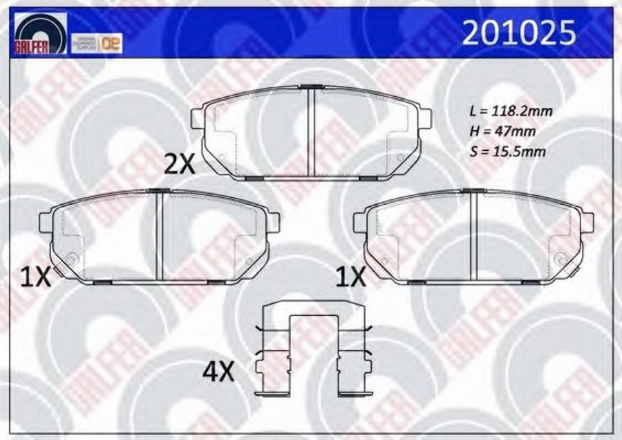 Galfer 201025 - Гальмівні колодки, дискові гальма autocars.com.ua