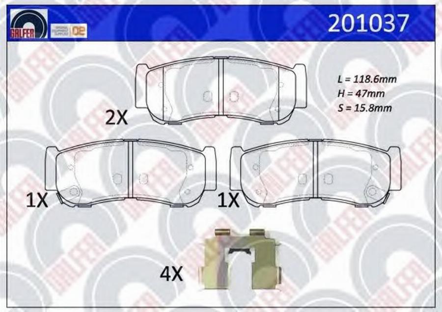 Galfer 201037 - Гальмівні колодки, дискові гальма autocars.com.ua