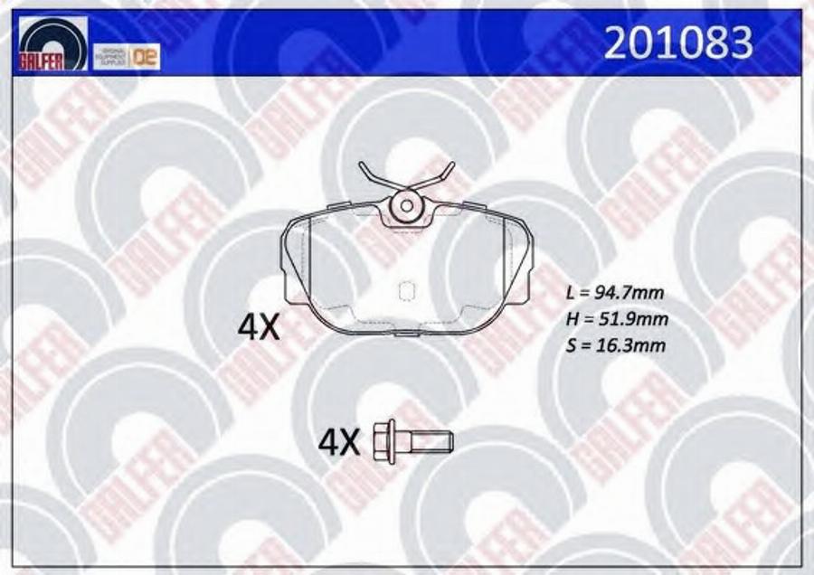 Galfer 201083 - Тормозные колодки, дисковые, комплект avtokuzovplus.com.ua