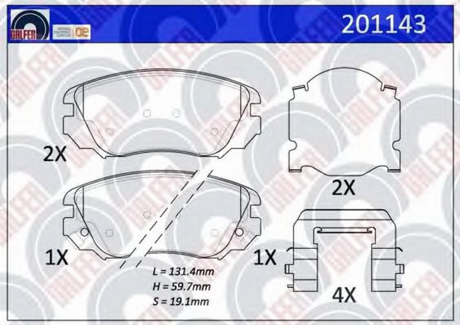 Galfer 201143 - Тормозные колодки, дисковые, комплект autodnr.net