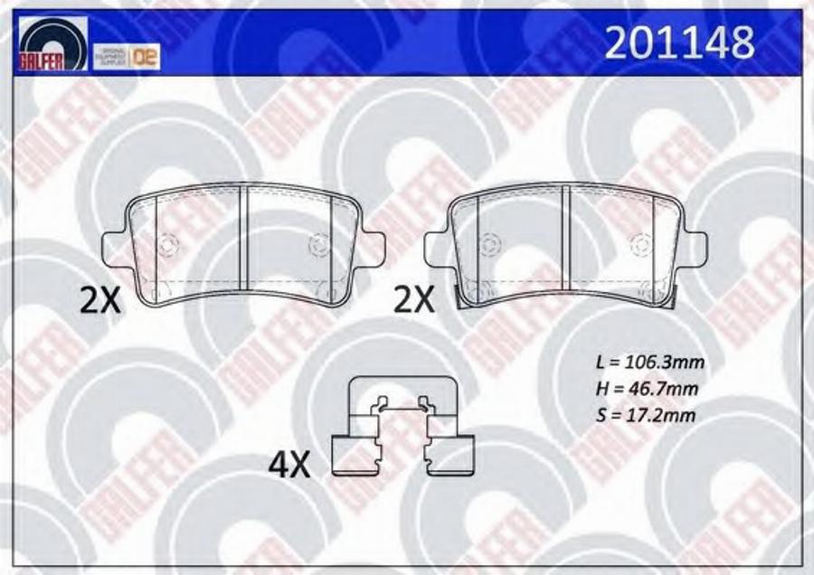 Galfer 201148 - Гальмівні колодки, дискові гальма autocars.com.ua