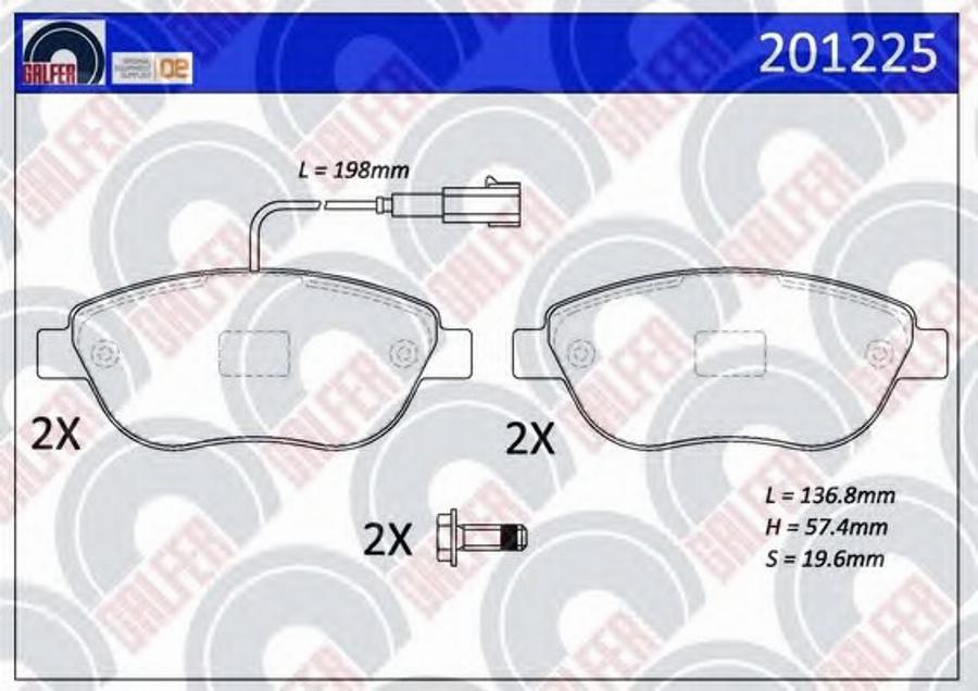 Galfer 201225 - Гальмівні колодки, дискові гальма autocars.com.ua