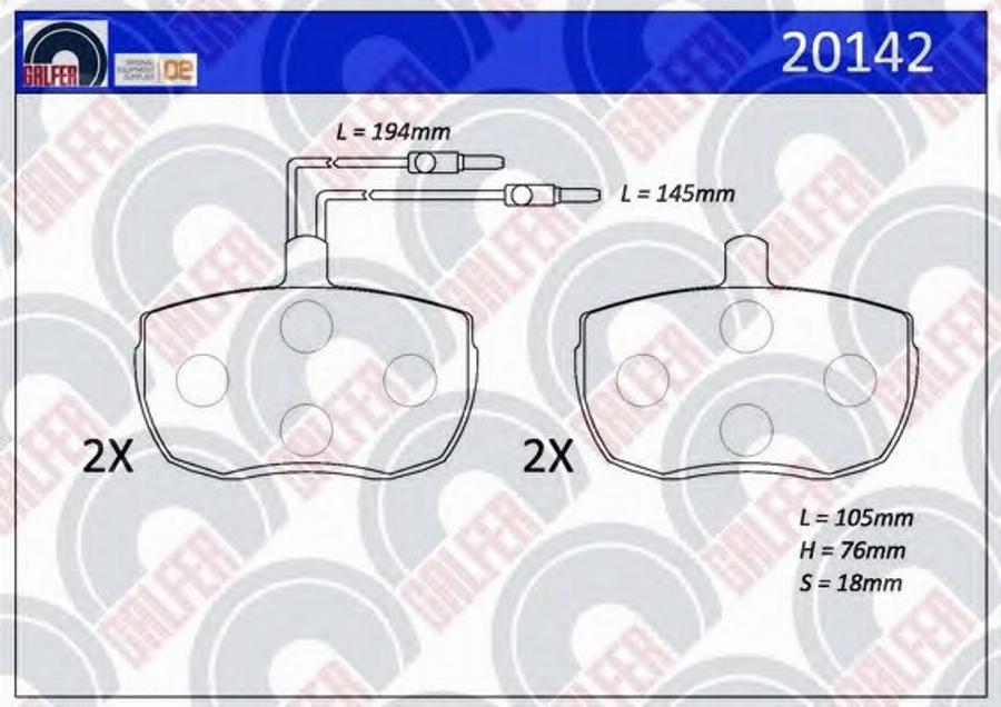 Galfer 20142 - Тормозные колодки, дисковые, комплект autodnr.net