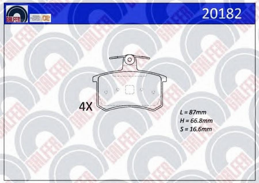 Galfer 20182 - Гальмівні колодки, дискові гальма autocars.com.ua