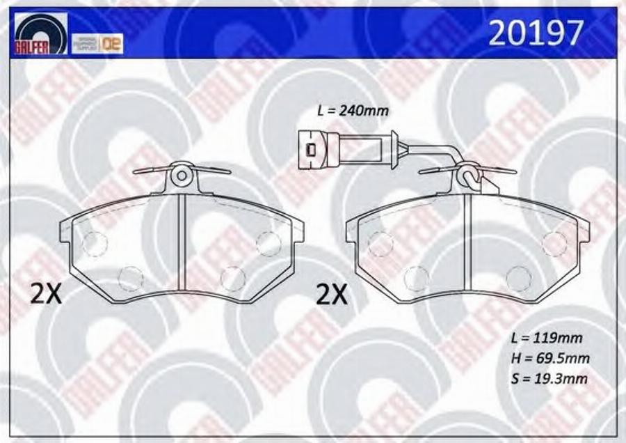 Galfer 20197 - Гальмівні колодки, дискові гальма autocars.com.ua