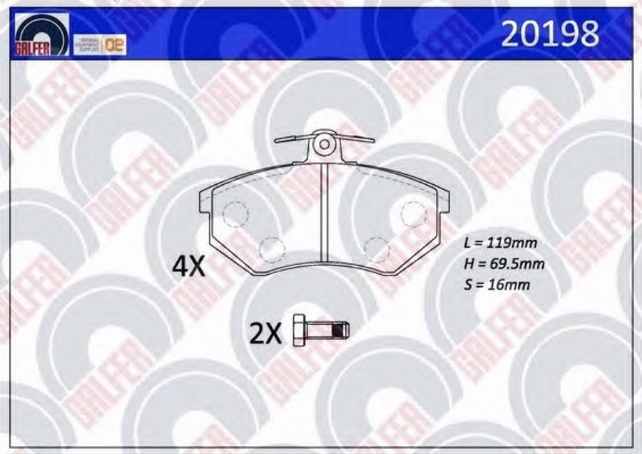 Galfer 20198 - Тормозные колодки, дисковые, комплект avtokuzovplus.com.ua