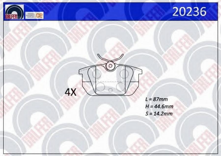 Galfer 20236 - Тормозные колодки, дисковые, комплект avtokuzovplus.com.ua