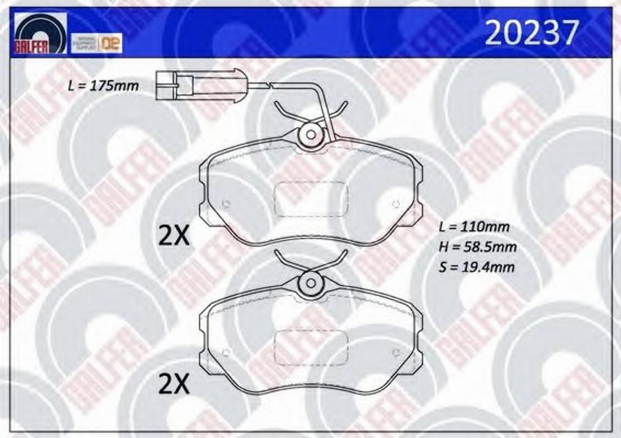 Galfer 20237 - Гальмівні колодки, дискові гальма autocars.com.ua