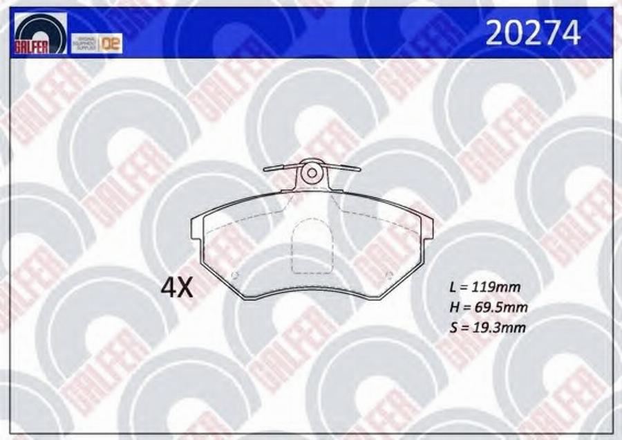 Galfer 20274 - Гальмівні колодки, дискові гальма autocars.com.ua