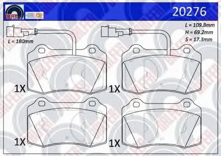 Galfer 20276 - Гальмівні колодки, дискові гальма autocars.com.ua