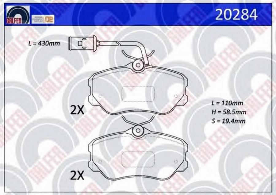 Galfer 20284 - Тормозные колодки, дисковые, комплект avtokuzovplus.com.ua