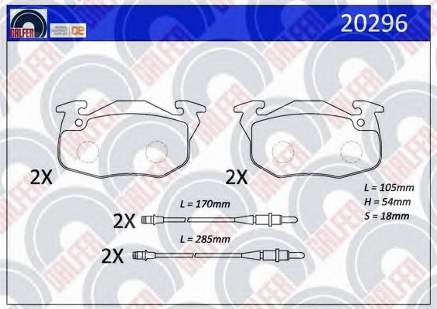 Galfer 20296 - Тормозные колодки, дисковые, комплект avtokuzovplus.com.ua