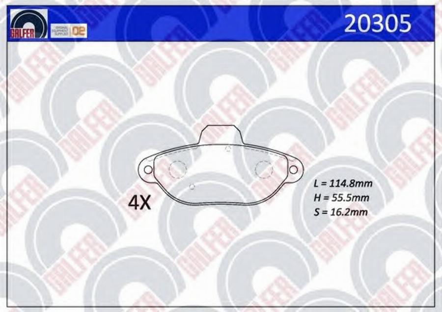 Galfer 20305 - Тормозные колодки, дисковые, комплект avtokuzovplus.com.ua