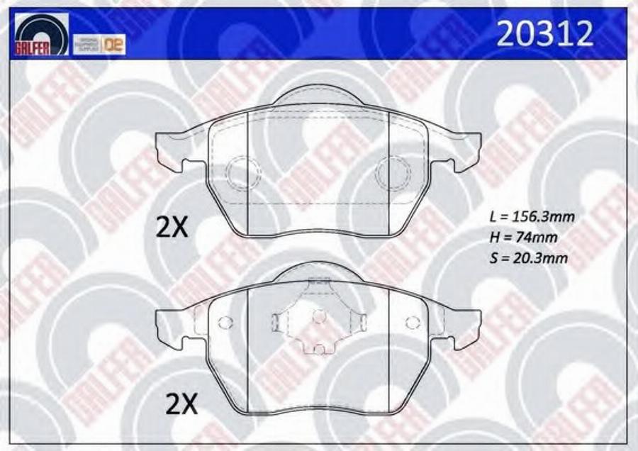 Galfer 20312 - Гальмівні колодки, дискові гальма autocars.com.ua