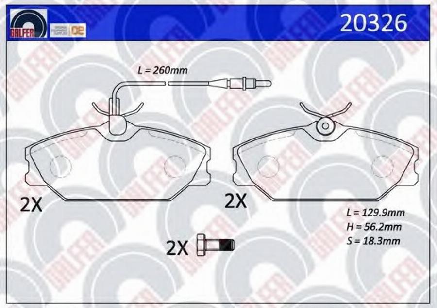 Galfer 20326 - Тормозные колодки, дисковые, комплект avtokuzovplus.com.ua