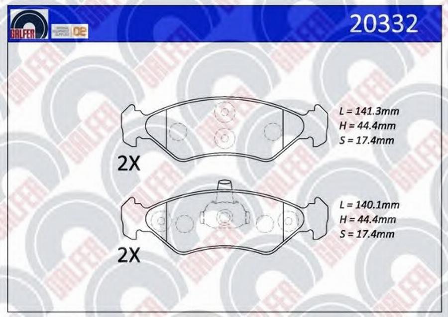 Galfer 20332 - Тормозные колодки, дисковые, комплект avtokuzovplus.com.ua