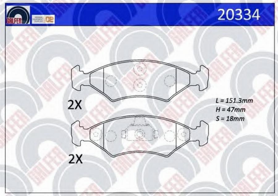 Galfer 20334 - Гальмівні колодки, дискові гальма autocars.com.ua