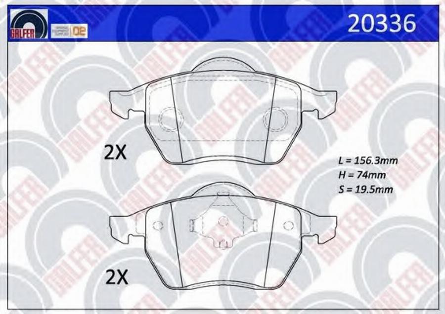 Galfer 20336 - Гальмівні колодки, дискові гальма autocars.com.ua