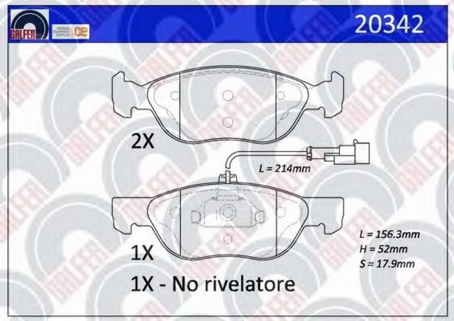 Galfer 20342 - Гальмівні колодки, дискові гальма autocars.com.ua