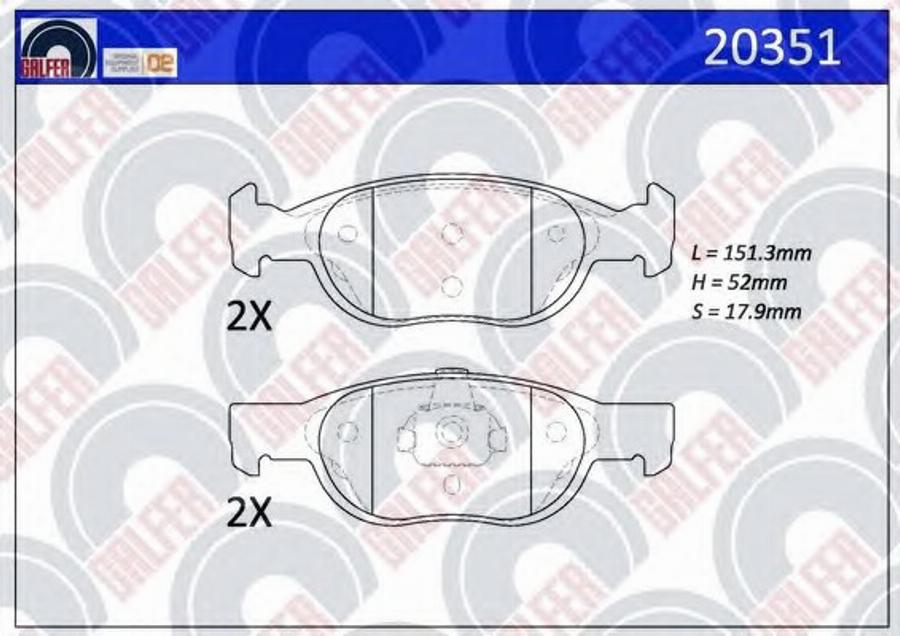 Galfer 20351 - Тормозные колодки, дисковые, комплект autodnr.net