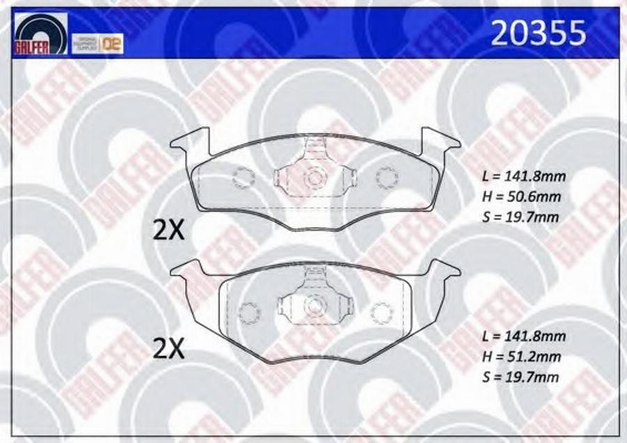 Galfer 20355 - Тормозные колодки, дисковые, комплект avtokuzovplus.com.ua