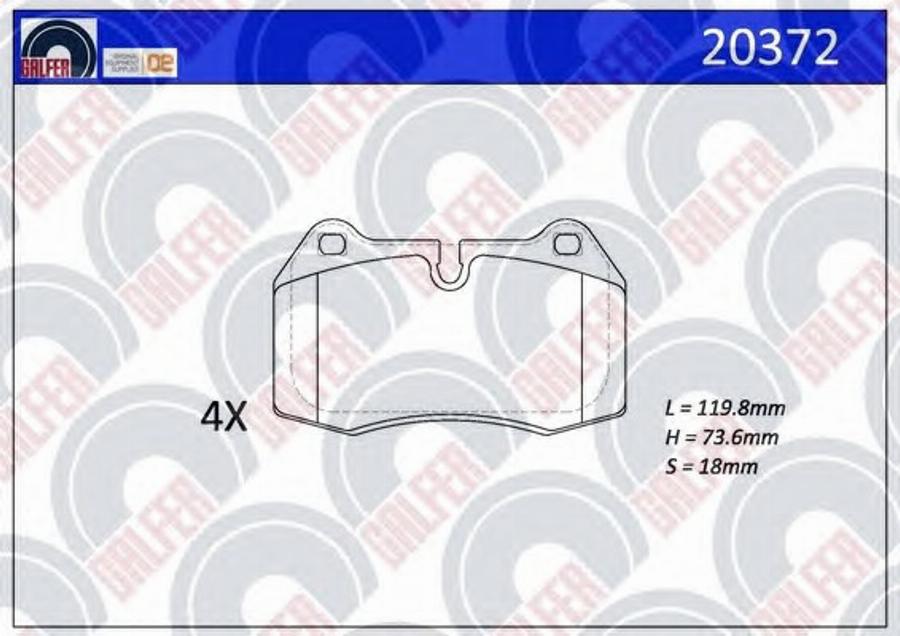 Galfer 20372 - Тормозные колодки, дисковые, комплект avtokuzovplus.com.ua