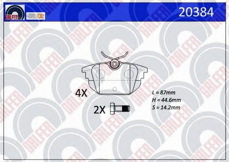 Galfer 20384 - Тормозные колодки, дисковые, комплект avtokuzovplus.com.ua