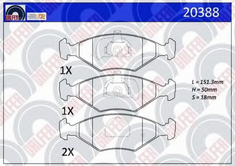 Galfer 20388 - Тормозные колодки, дисковые, комплект avtokuzovplus.com.ua