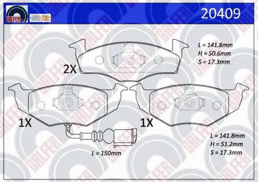 Galfer 20409 - Тормозные колодки, дисковые, комплект autodnr.net