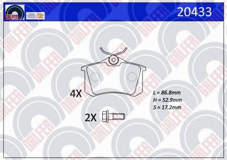 Galfer 20433 - Гальмівні колодки, дискові гальма autocars.com.ua