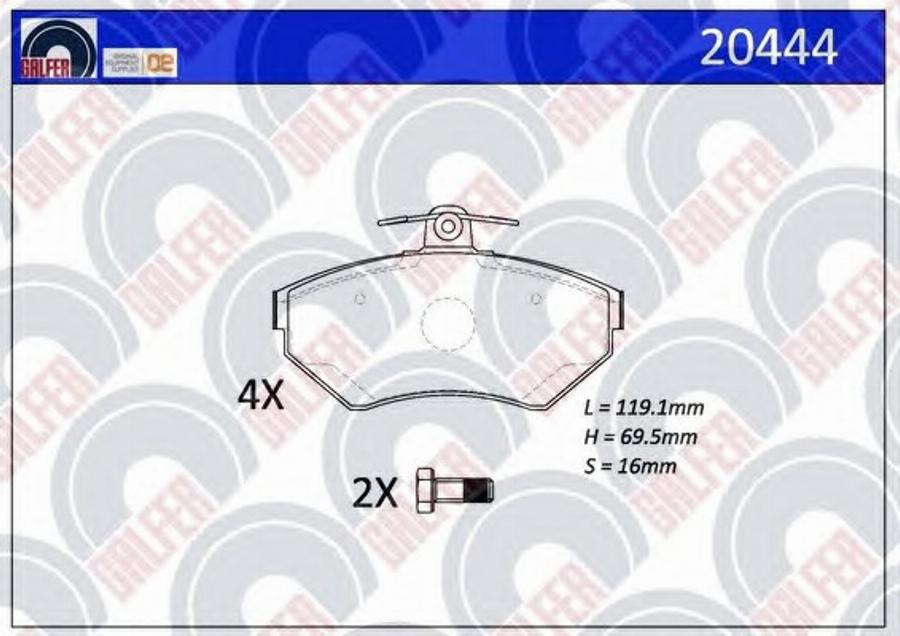 Galfer 20444 - Гальмівні колодки, дискові гальма autocars.com.ua