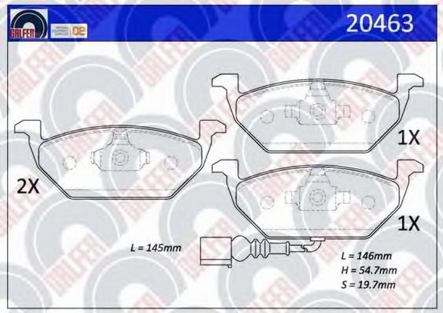 Galfer 20463 - Гальмівні колодки, дискові гальма autocars.com.ua