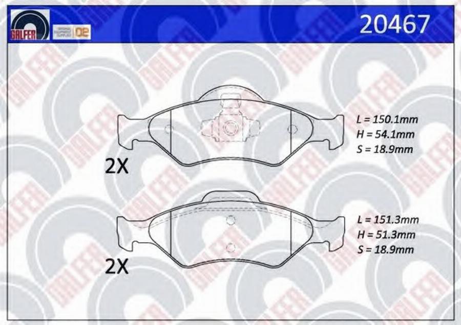 Galfer 20467 - Гальмівні колодки, дискові гальма autocars.com.ua