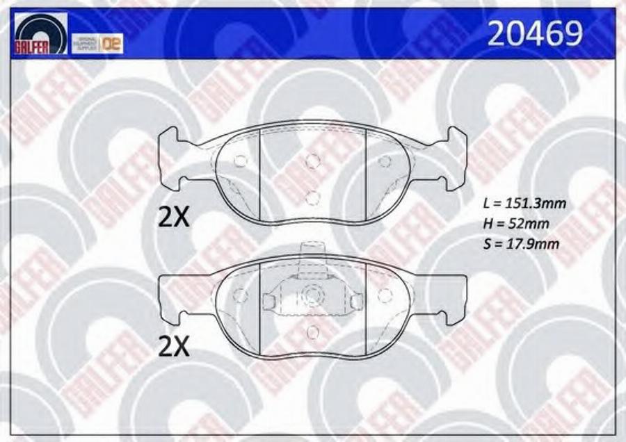 Galfer 20469 - Гальмівні колодки, дискові гальма autocars.com.ua