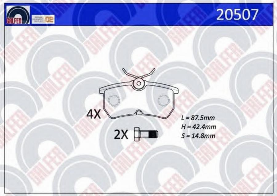 Galfer 20507 - Гальмівні колодки, дискові гальма autocars.com.ua