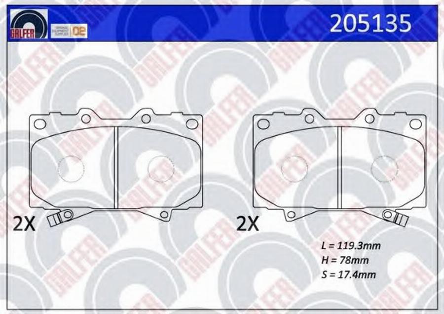 Galfer 205135 - Тормозные колодки, дисковые, комплект autodnr.net