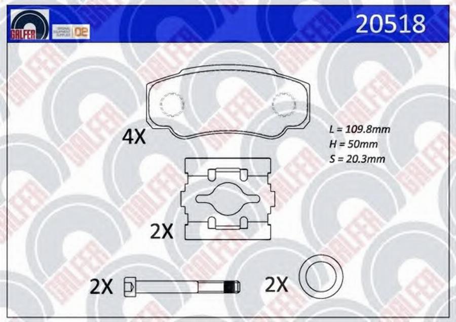 Galfer 20518 - Тормозные колодки, дисковые, комплект avtokuzovplus.com.ua