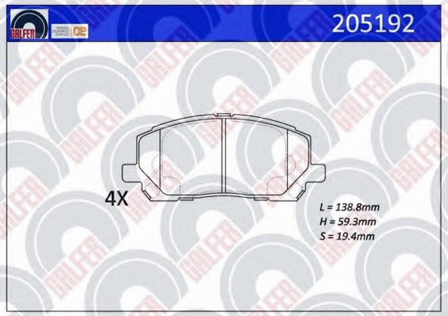 Galfer 205192 - Тормозные колодки, дисковые, комплект autodnr.net